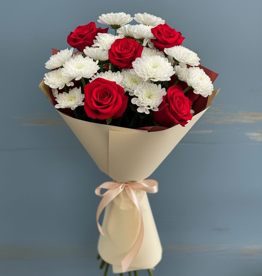 Букет цветов из: Розы и Хризантемы в Архиповке