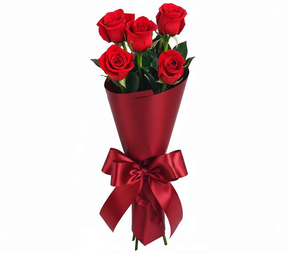 Букет 5 Красных роз Эдлесс Лав в Архиповке