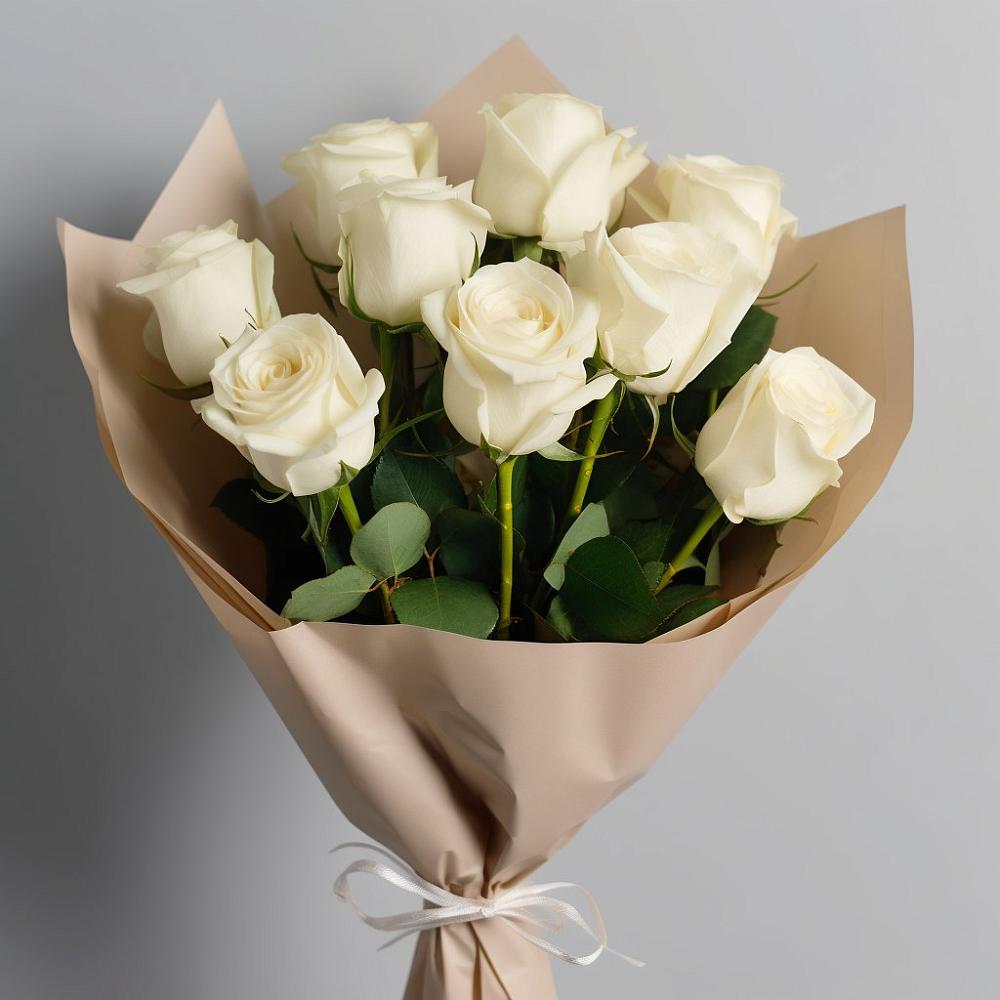 Букет 9 Белых роз Эдлесс Лав в Архиповке