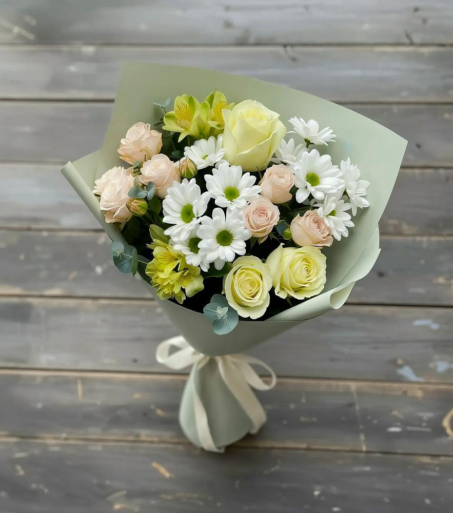 Букет цветов из: Альстромерии, Розы и Хризантемы в Архиповке