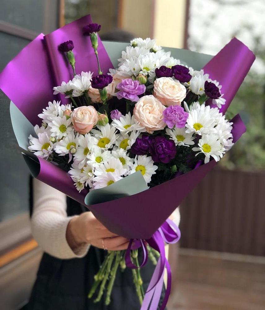 Букет цветов из: Хризантемы, Гвоздики и Розы в Архиповке