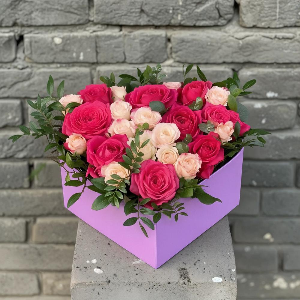 Цветочная композиция из Розы в коробке в Архиповке