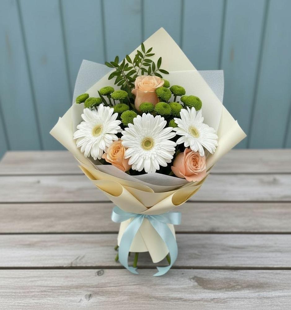 Букет цветов из: Герберы, Розы и Хризантемы в Архиповке