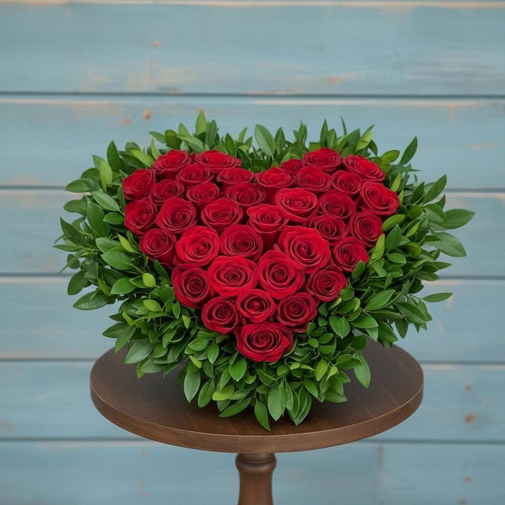 Цветочная композиция из Розы в виде сердца в Архиповке