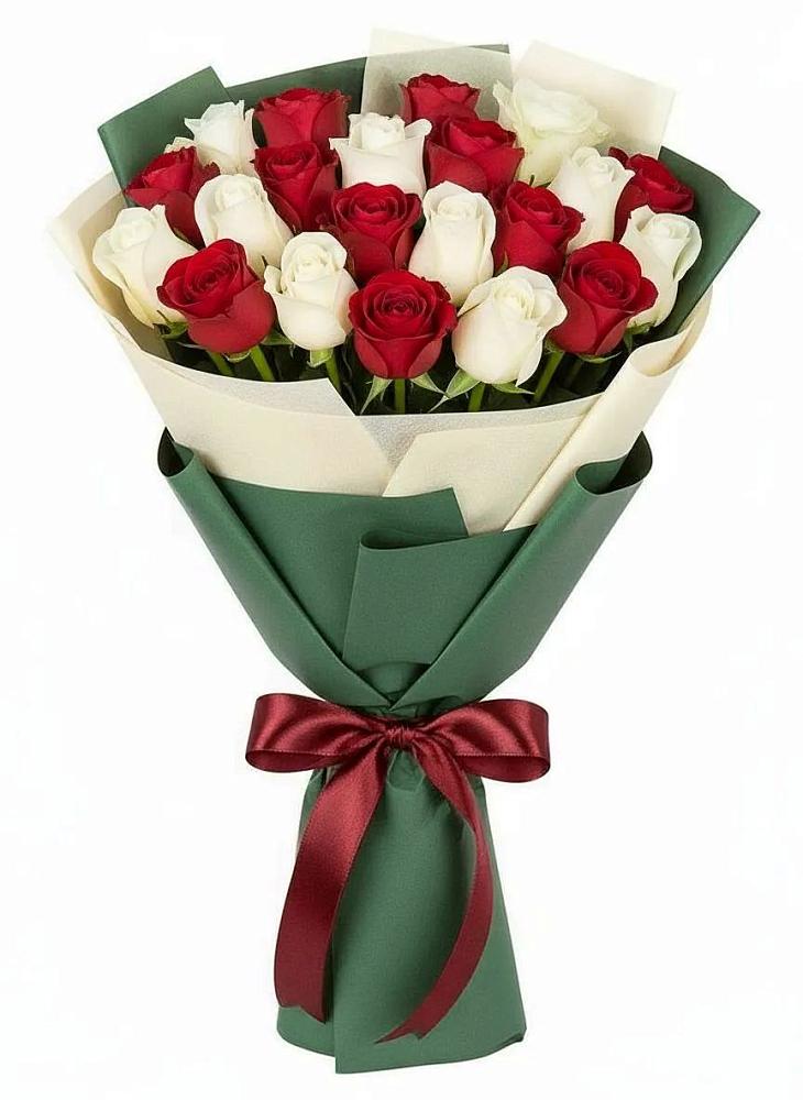 Букет Микс из красных и белых роз в Архиповке
