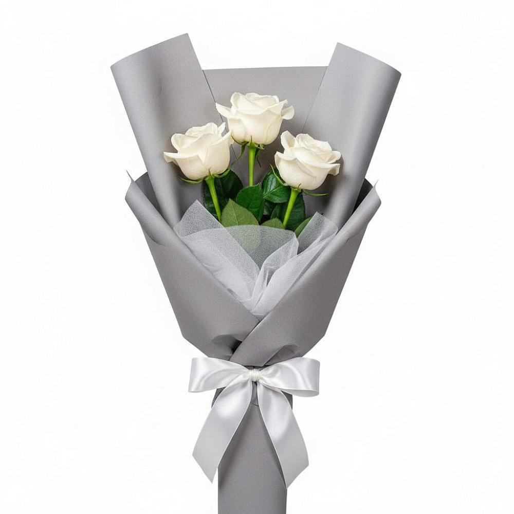 Букет 3 белые розы в Архиповке