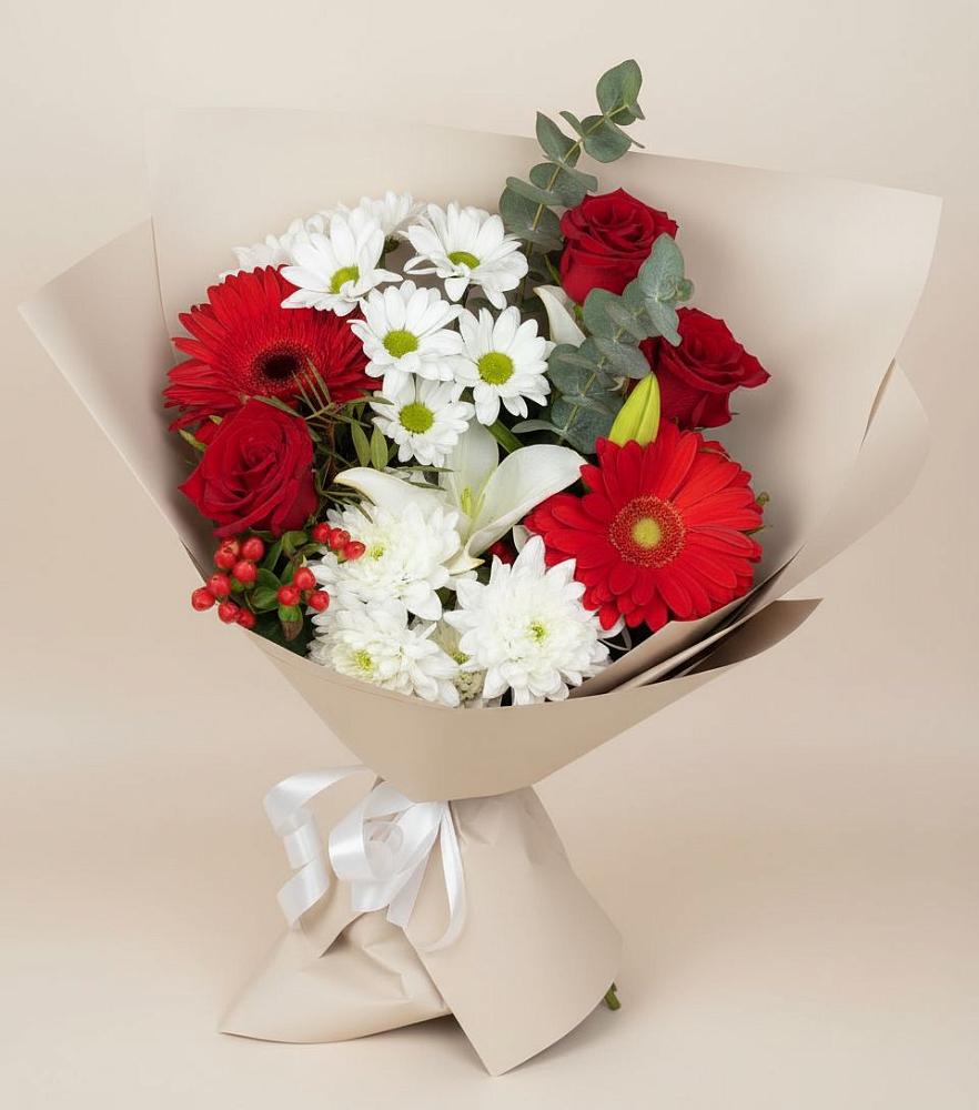 Букет цветов из: Розы, Хризантемы, Герберы и Лилии в Архиповке