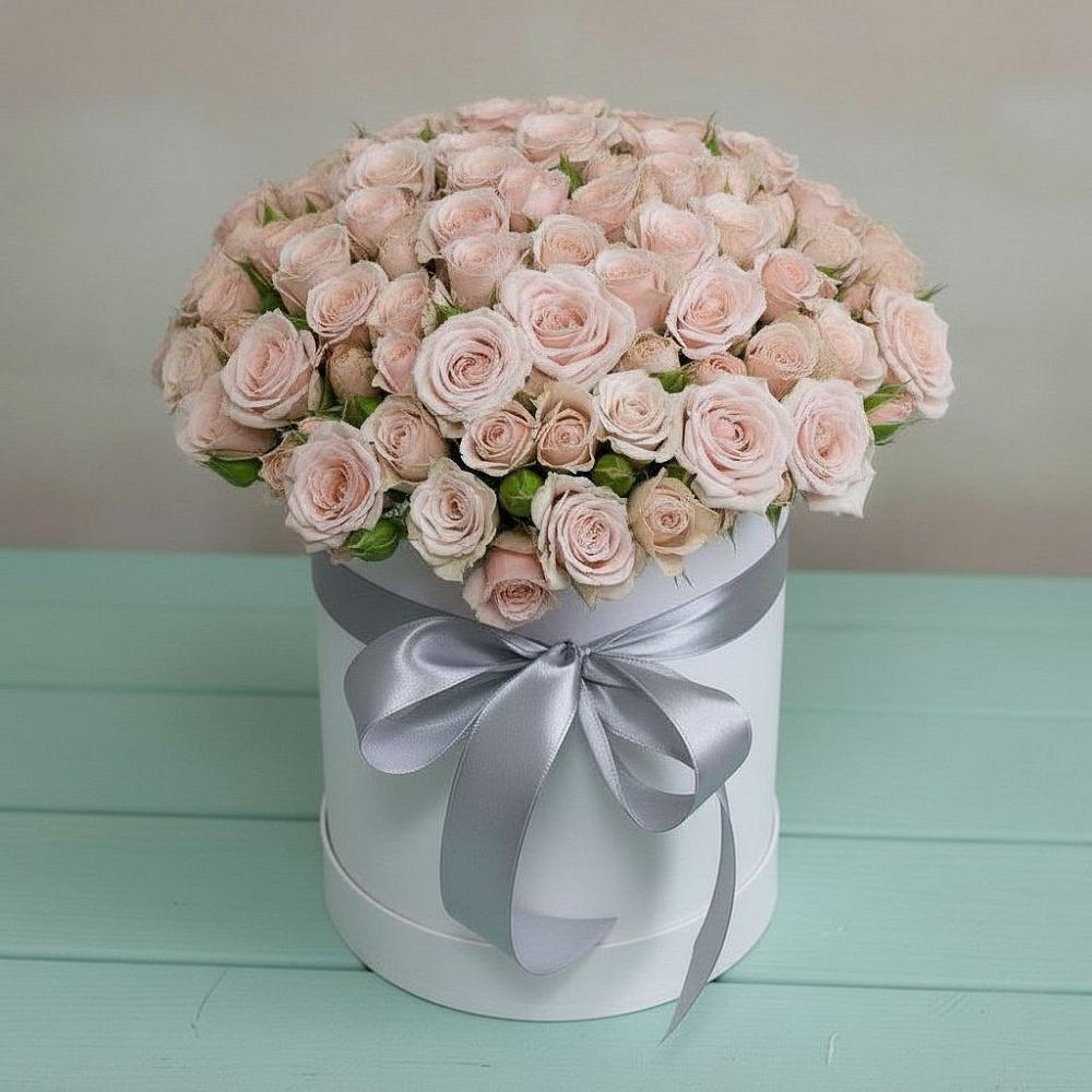 Цветочная композиция из Розы в шляпной коробке в Архиповке